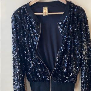 Sparkly black lightweight zip cardigan